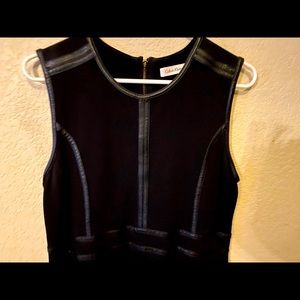 Black with leather trim short dress